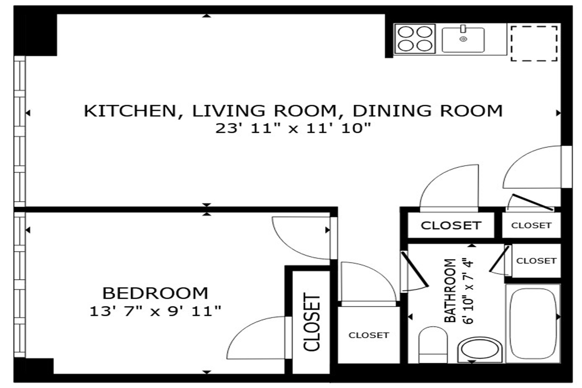 Independence Towers one bedroom floor plan in Independence, MO