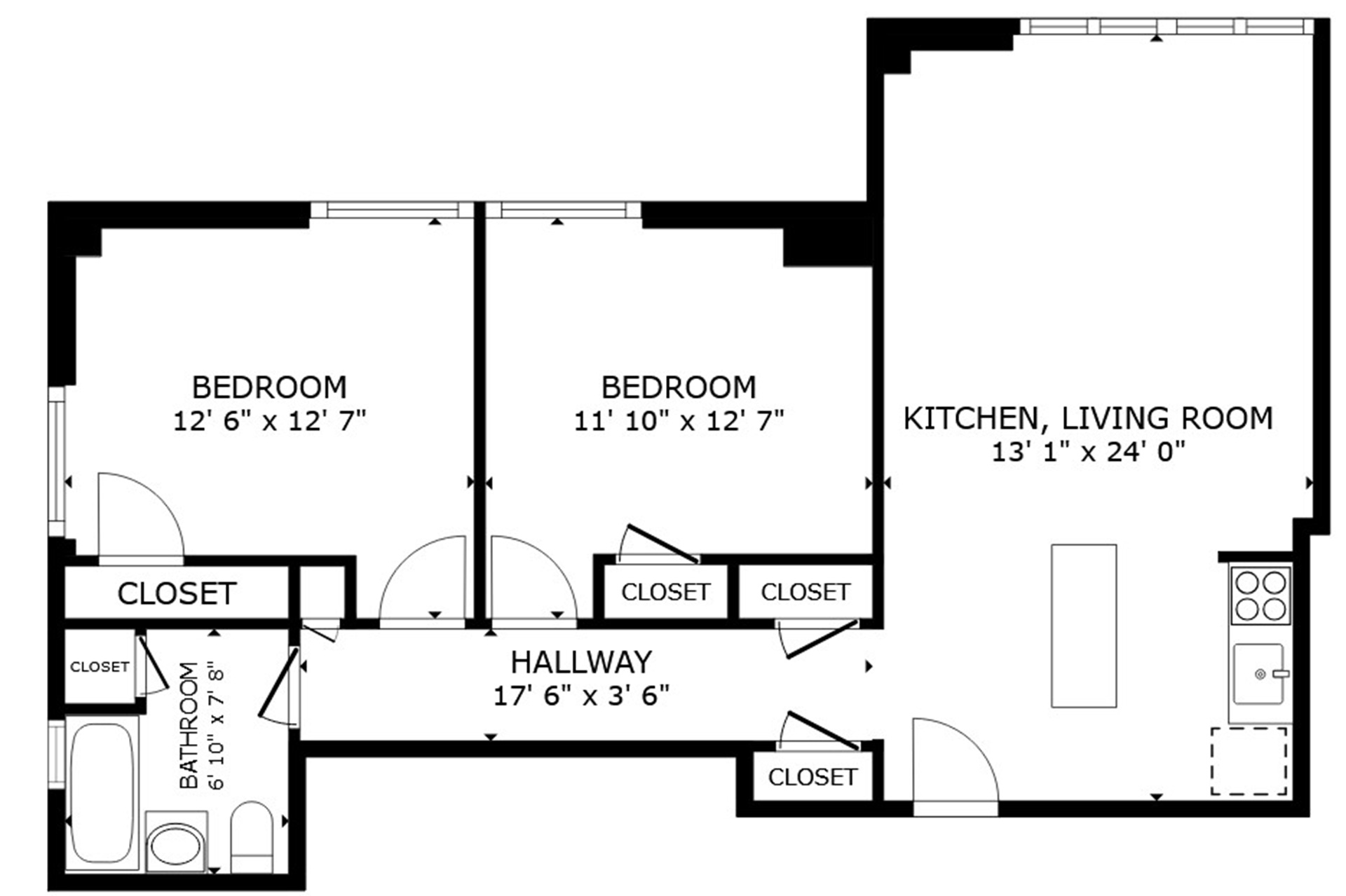 Independence Towers two bedroom floor plan in Independence, MO
