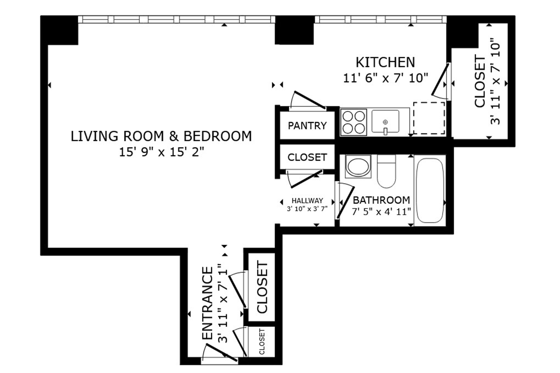 Independence Towers Studio Deluxe floor plan in Independence, MO